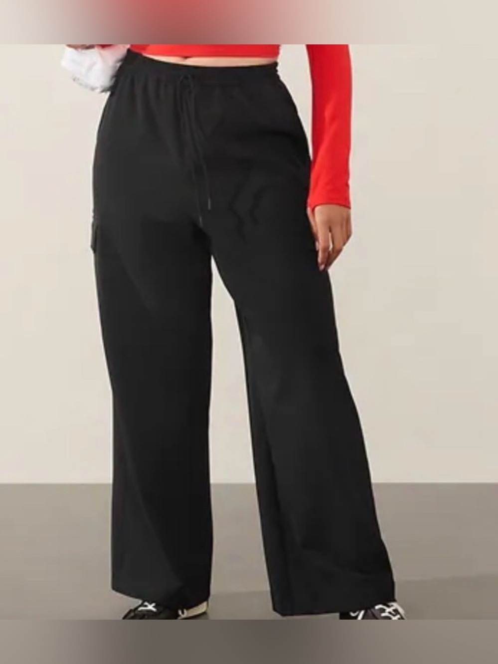 Athleta Promenade Cargo Wide Leg Pant Black Size L NWOT